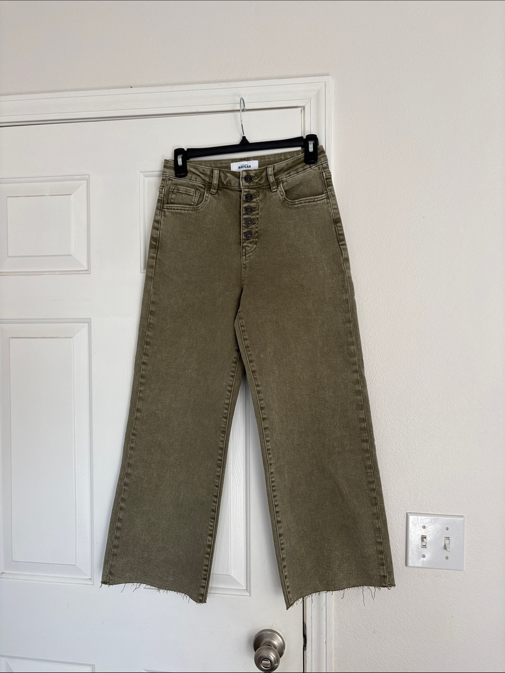 Bayeas Martini High Rise Cropped Button Fly Wide Leg Pants